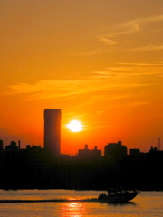 葛飾荒川土手からのゆうひ