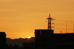 冬至から10日の丹沢の山のサンセット