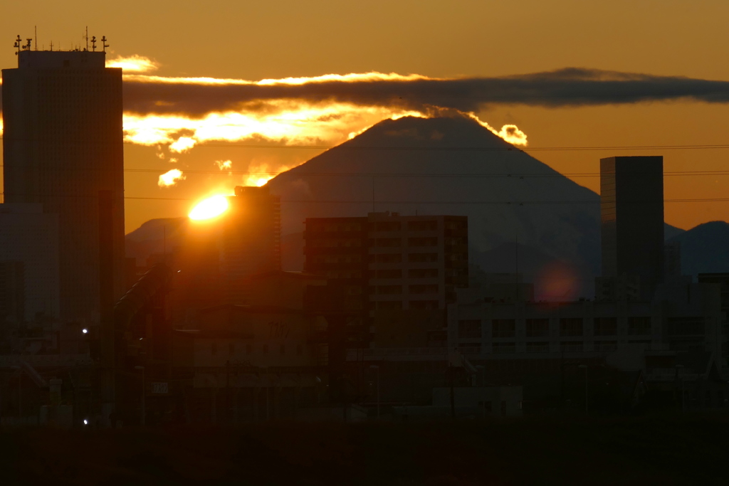 富士裾野の夕日
