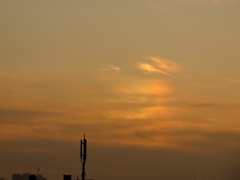 夕方の幻日彩雲