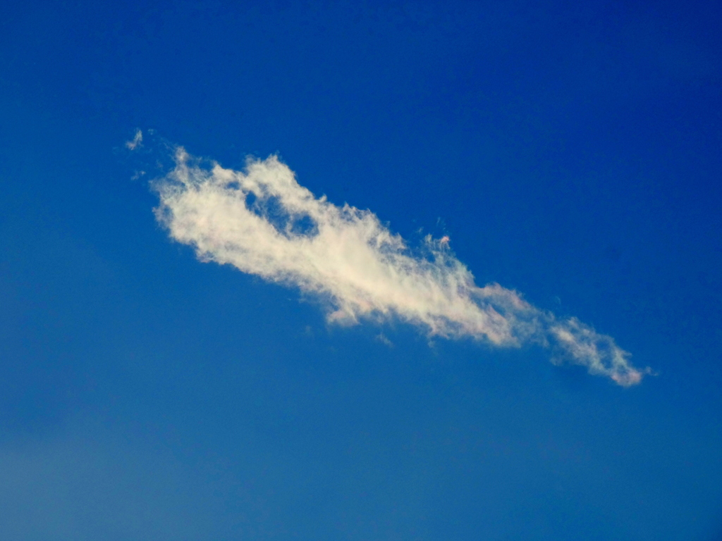 ’22新年の荒川土手から上空の微彩雲