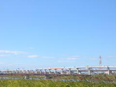 荒川土手から西新井橋の風景