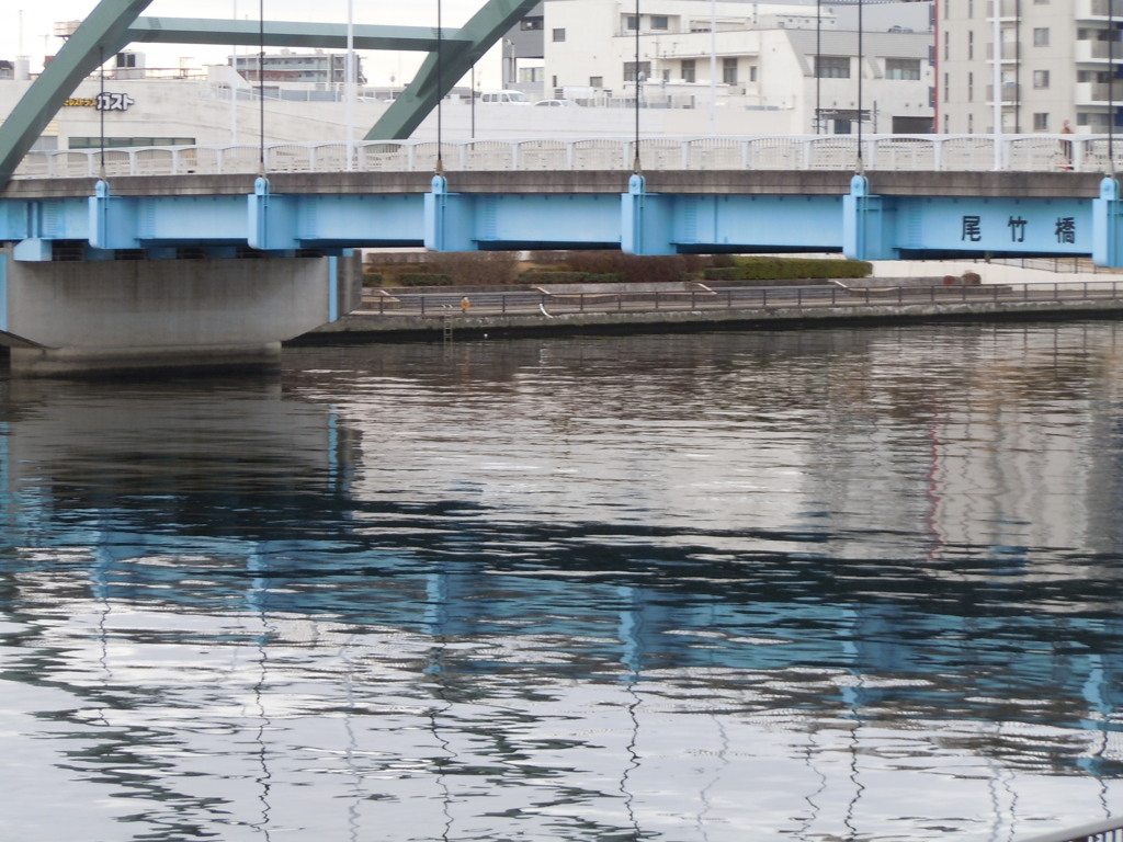 尾竹橋下の隅田川の水面