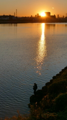 荒川の夕日