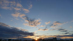 荒川土手の冬至の日没