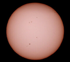 '22.12.14.10:55.の5枚を重ね画像処理した太陽面