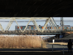 北千住荒川橋梁下から東武伊勢崎ライン