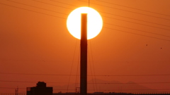 煙突の夕日
