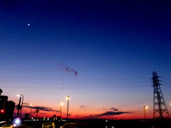 月星のある夕景