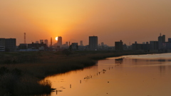 荒川西新井橋からの夕焼け