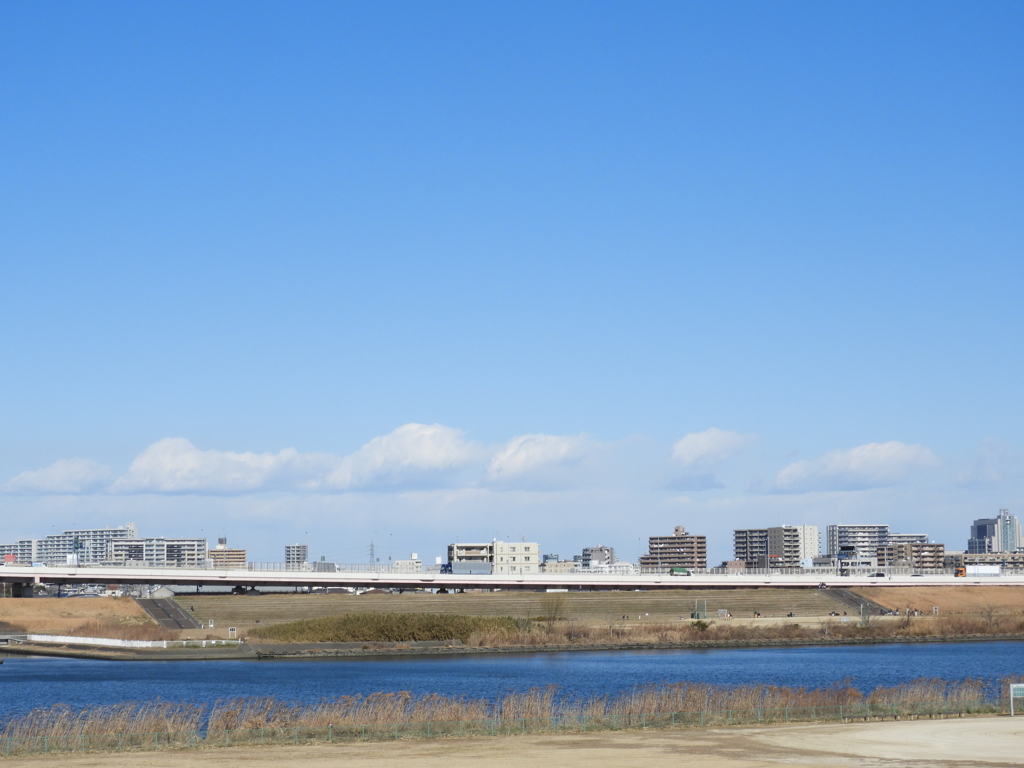 北千住河原から対岸の空