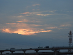 荒川高速道路の夏至の夕日