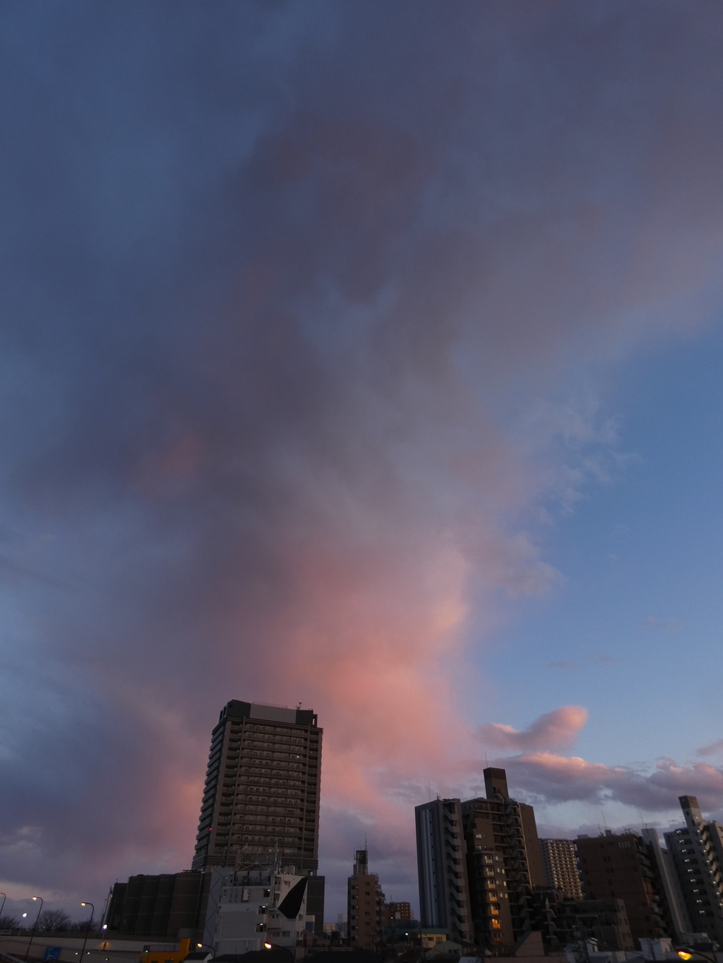 垂直に立ち上がるように見える夕雲