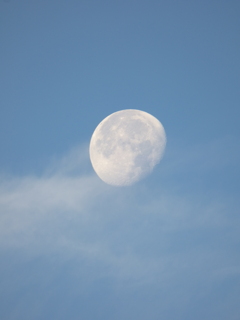 梅雨の合間の隅田川上の月と雲