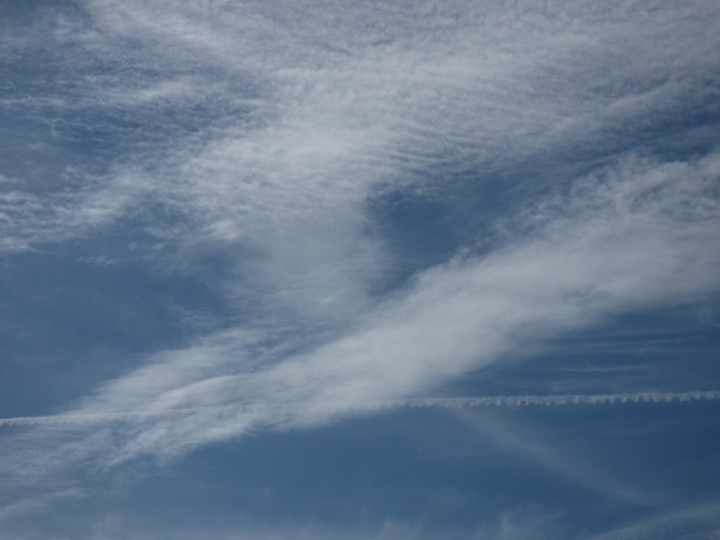 一直線の飛行機雲