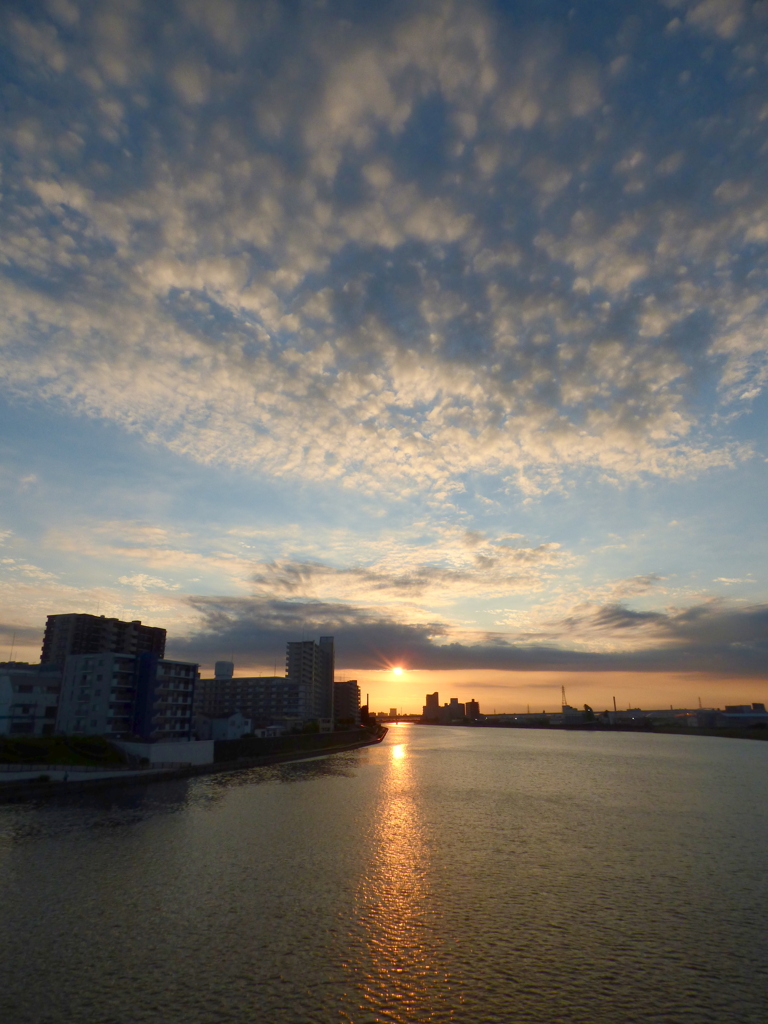 高積雲と夕焼け