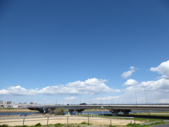 荒川土手から千住新橋上の春の東の空