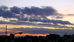 荒川土手から日が落ちた後の西方面のパープルな夕焼け