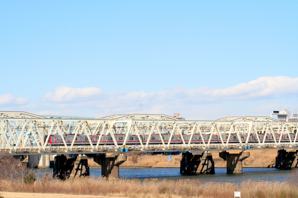 柳原金八土手から東武伊勢崎線スカイツリーライン鉄橋