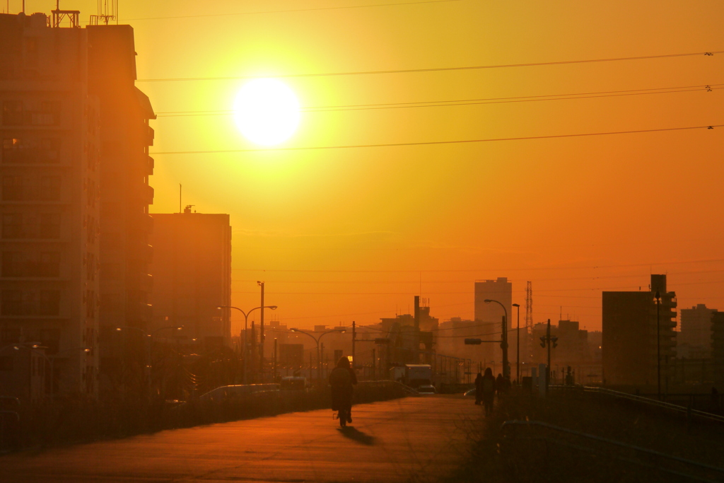 夕日写真 筑後川昇開橋の夕日（とライトアップ） | 清流の森 ～九州の滝と