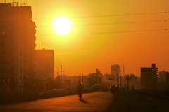 荒川土手の懐かしい夕日