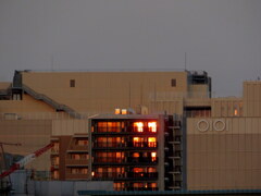 北千住駅ビルの夕日
