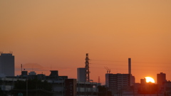 富士山と夕日のスタンス