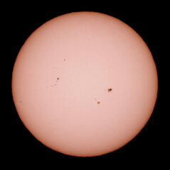 '22.12,07.09:59.の5枚を重ね画像処理した太陽面