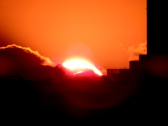 袖平山のダイヤモンド夕日