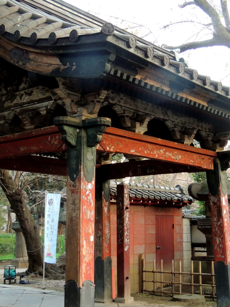 立派な瓦ぶきの門をくぐると石畳みの藤堂家の敷地に3代将軍造営の上野東照宮
