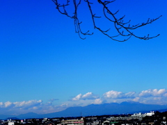 さきたま古墳の上からの秩父方面、雲取山～大菩薩嶺など