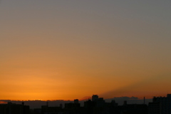 夕焼け富士山の水平線