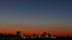 荒川土手から西方面の夕暮れ