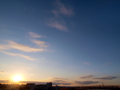 荒川土手から’22大晦日の夕日
