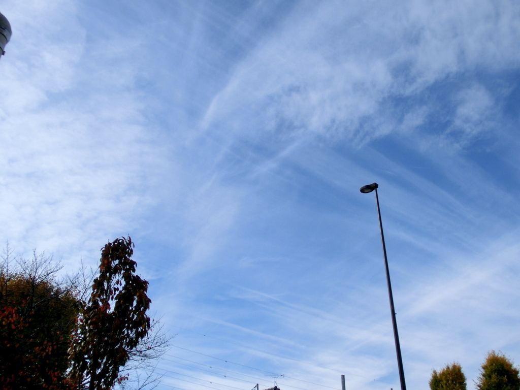 隅田川の尾竹橋上の巻雲層雲積雲
