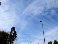 隅田川の尾竹橋上の巻雲層雲積雲