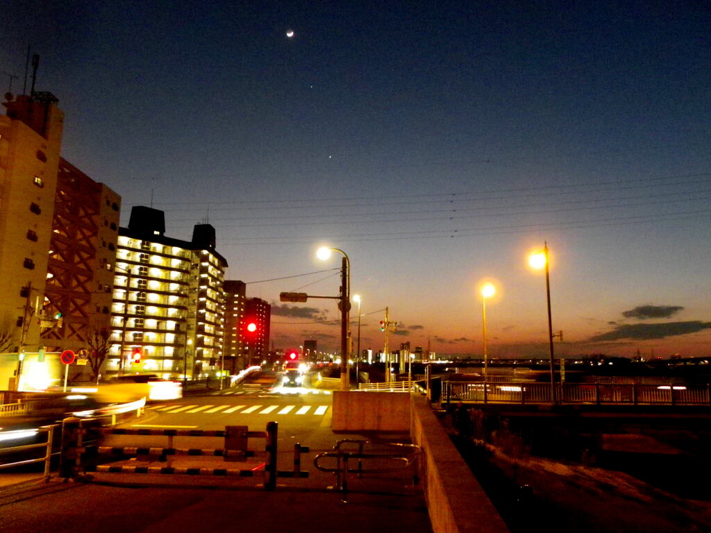 荒川土手の夜景