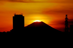 富士山の山頂の夕日の名残
