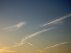 夕焼雲はみんな飛行機雲