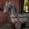アンティーク　木製の馬の滑車