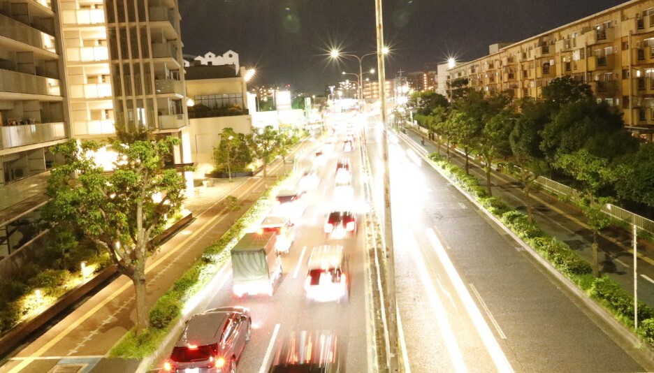 車の光跡