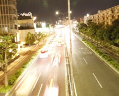 車の光跡