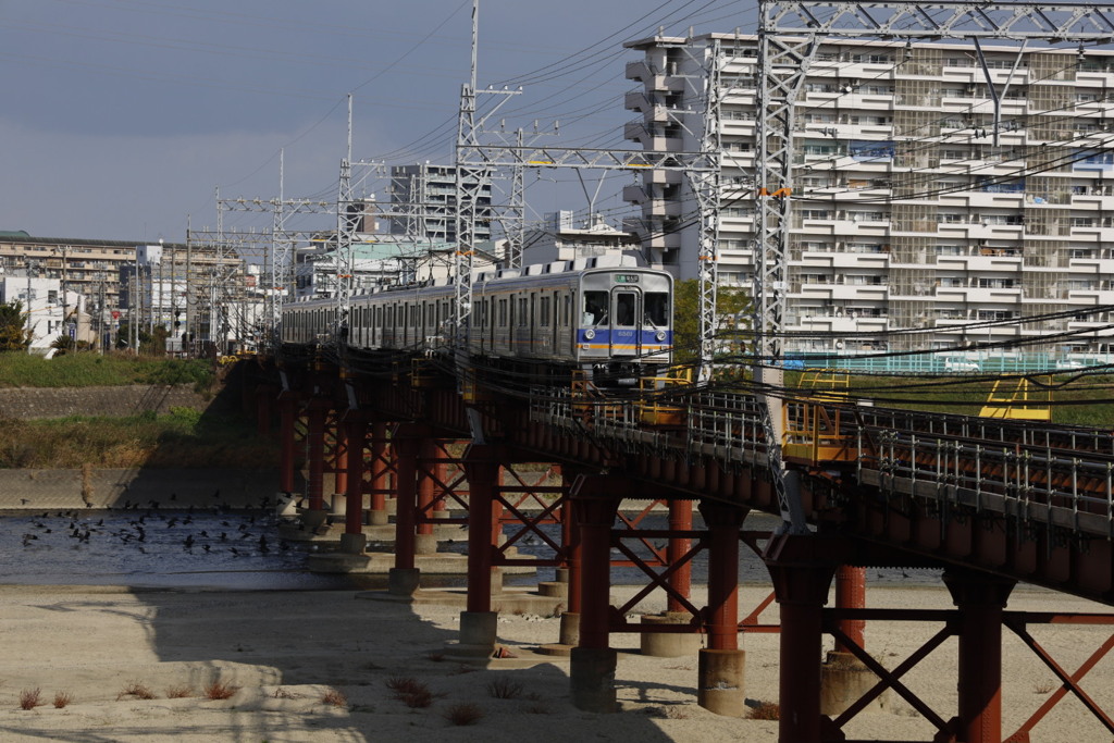 南海電車高野線浅香山駅大和川にて