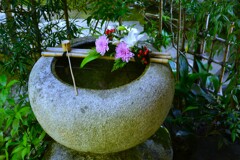 臥龍山荘の手水鉢　①。。。！