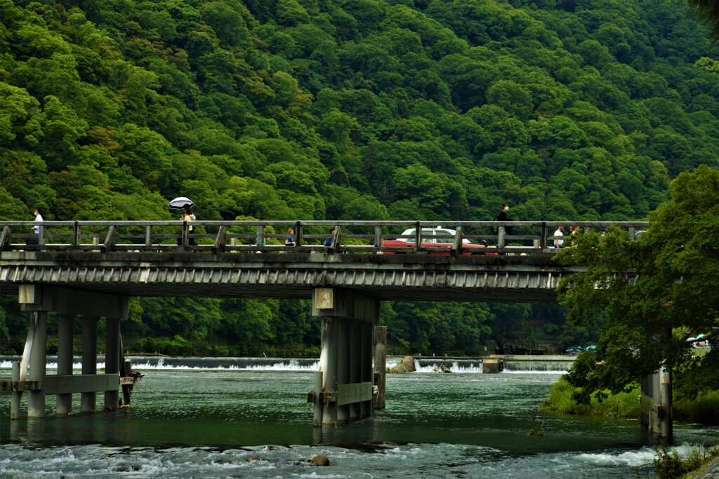 小雨降る渡月橋　②。。。！