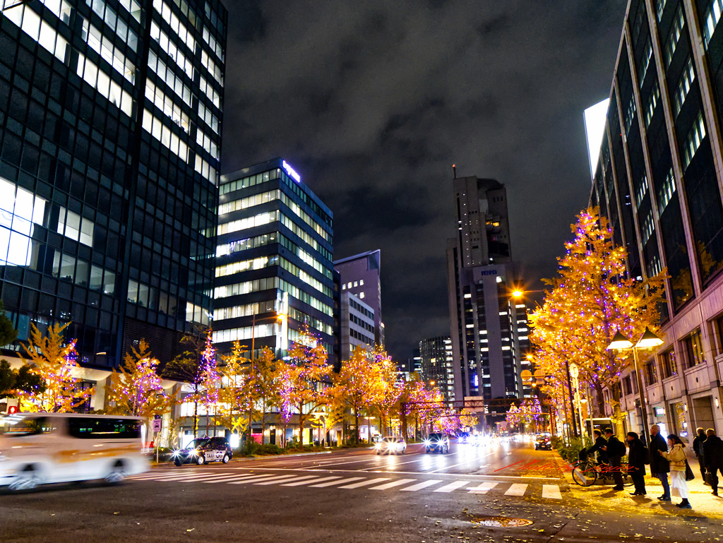 御堂筋イルミネーションを見て歩く