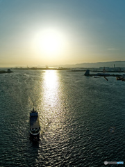 港大橋から見た夕日