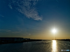 大和川河口から見た夕日