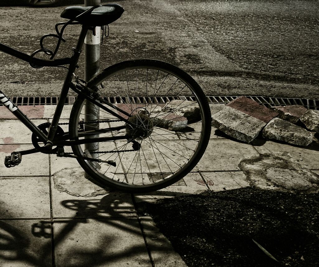 自転車と影