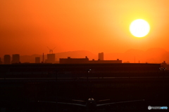 羽田空港から日没展望